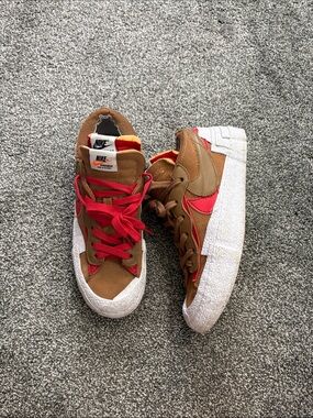 Nike Mens Brown and Red Low-Top Sneakers with White Sole